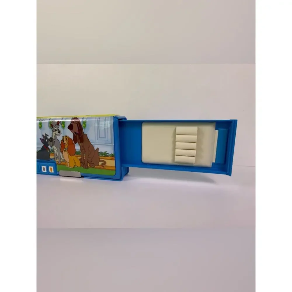Vintage Disney Lady and the Tramp Pencil Box Case Pop-Up Organizer Rare Mint